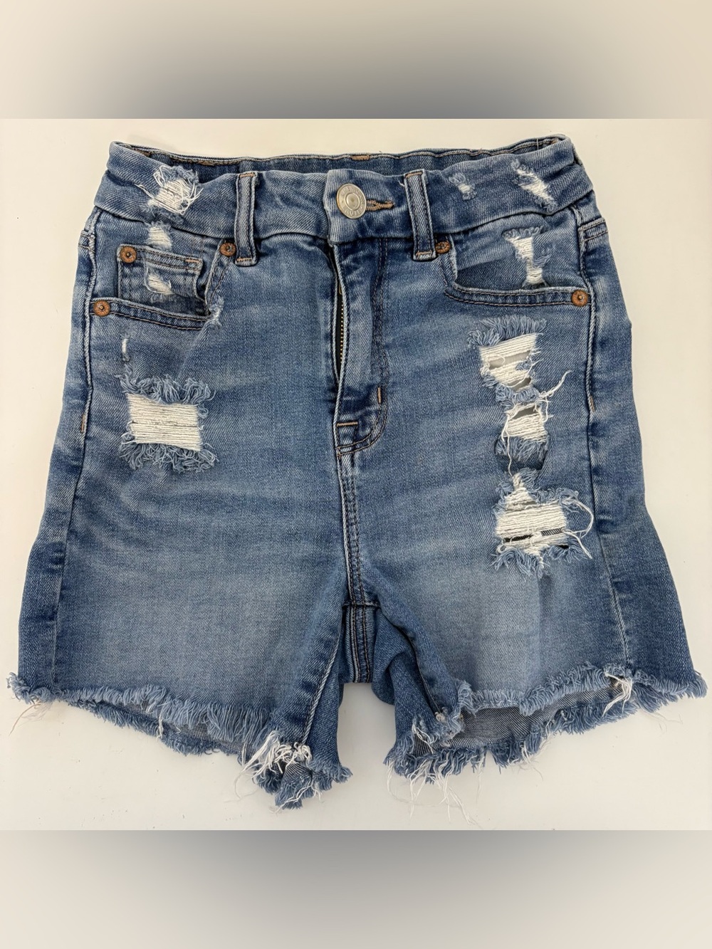 American Eagle Outfitters Curvy Hi-Rise Shortie Shorts Sz 000 22" Waist Stretch